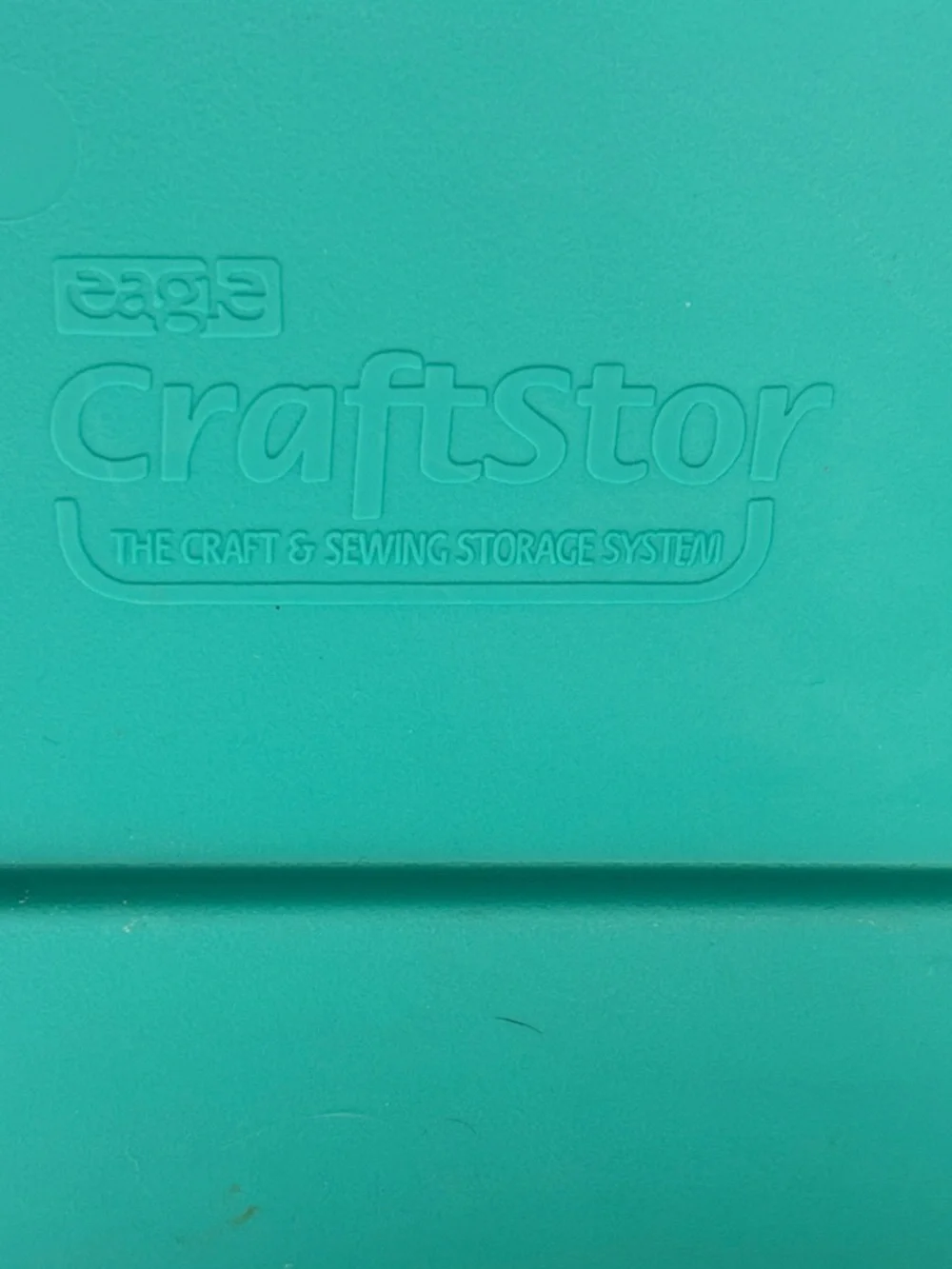 Teal Sewing Supply Case with Pink Handles